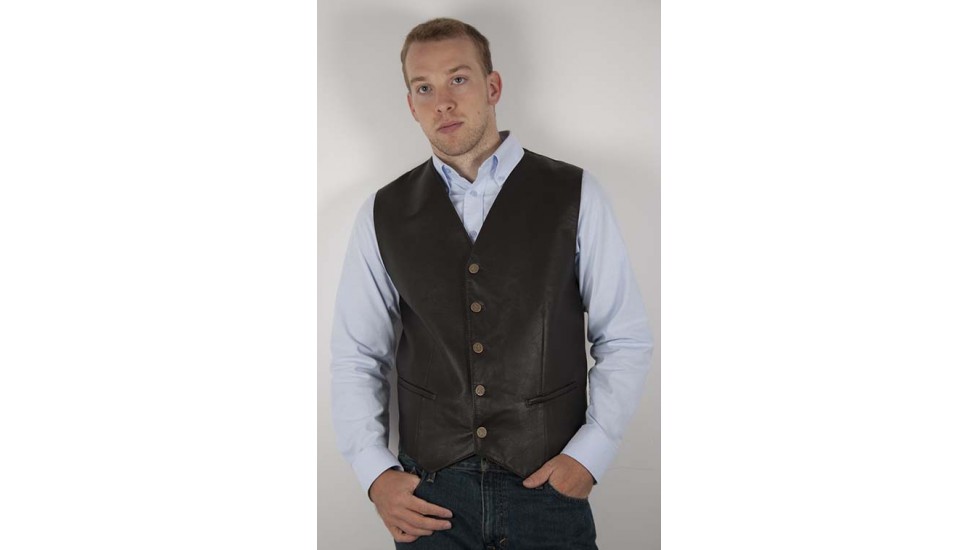 Semi-adjusted lambskin leather waistcoat